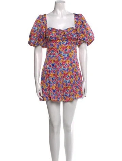 Pre-owned For Love & Lemons Floral Print Mini Dress W/ Tags In White