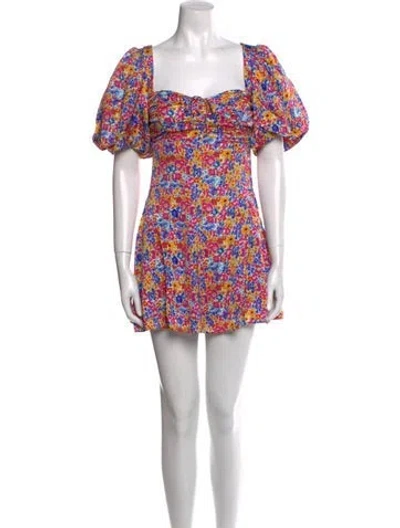 Pre-owned For Love & Lemons Floral Print Mini Dress W/ Tags In White