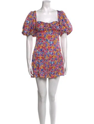 Pre-owned For Love & Lemons Floral Print Mini Dress W/ Tags In White