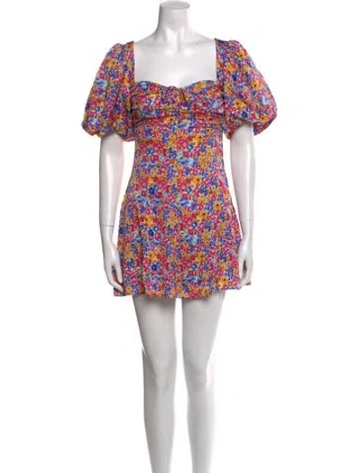 Pre-owned For Love & Lemons Floral Print Mini Dress W/ Tags In White