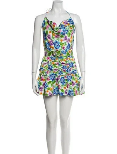 Pre-owned For Love & Lemons Floral Print Mini Dress W/ Tags In White