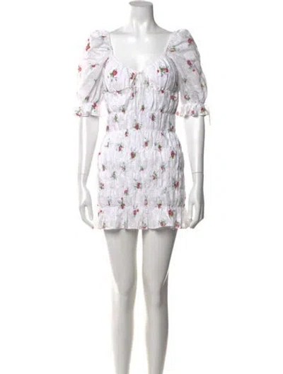 Pre-owned For Love & Lemons Floral Print Mini Dress W/ Tags In White