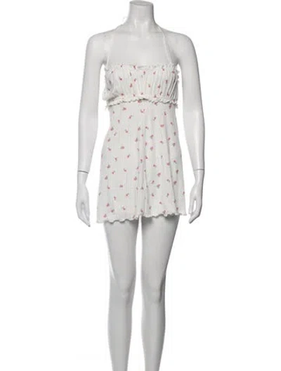 Pre-owned For Love & Lemons Floral Print Mini Dress W/ Tags In White