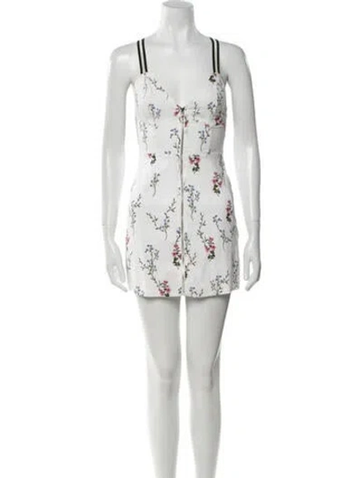 Pre-owned For Love & Lemons Floral Print Mini Dress In White