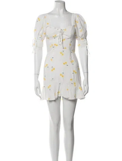Pre-owned For Love & Lemons Floral Print Mini Dress In White