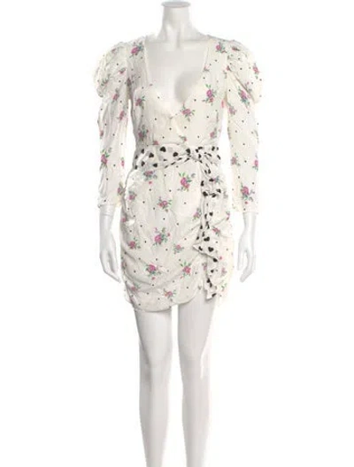 Pre-owned For Love & Lemons Floral Print Mini Dress In White