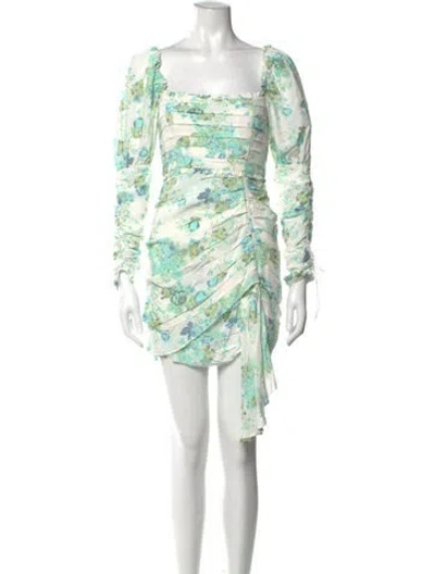Pre-owned For Love & Lemons Floral Print Mini Dress In White