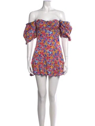 Pre-owned For Love & Lemons Floral Print Mini Dress In White