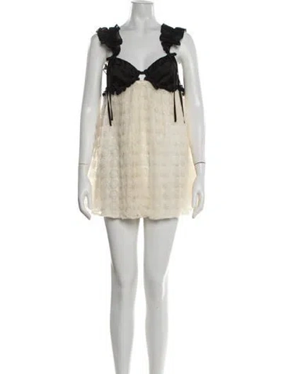 Pre-owned For Love & Lemons Floral Print Mini Dress In White