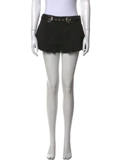 Pre-owned For Love & Lemons Floral Print Mini Shorts In Black