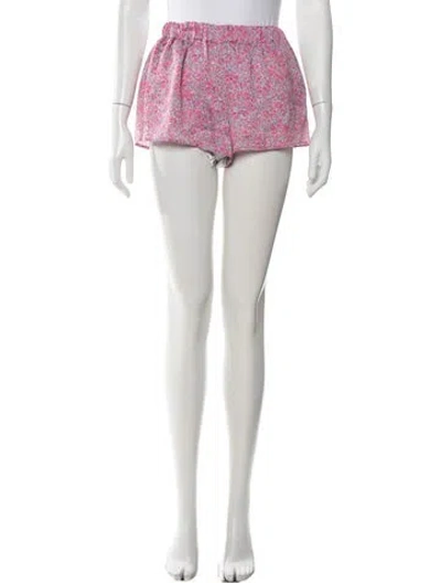 Pre-owned For Love & Lemons Floral Print Mini Shorts In Pink