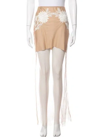 Pre-owned For Love & Lemons Floral Print Mini Skirt In Brown/neutrals