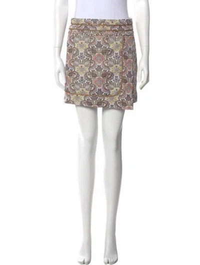 Pre-owned For Love & Lemons Floral Print Mini Skirt In Neutral