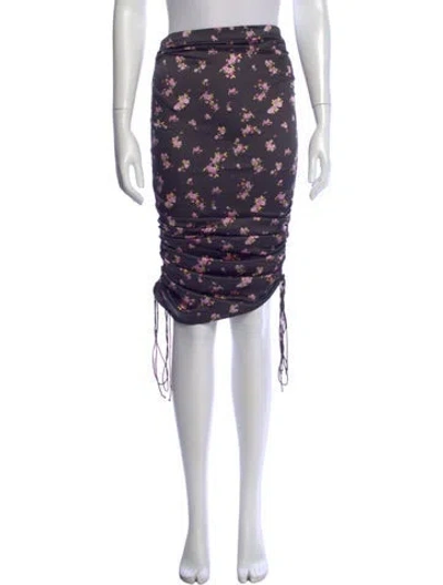 Pre-owned For Love & Lemons Floral Print Mini Skirt In Purple