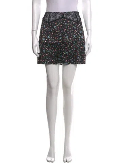 Pre-owned For Love & Lemons Floral Print Mini Skirt W/ Tags In Blue