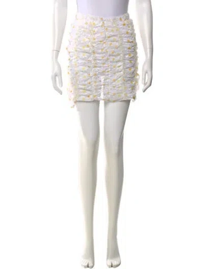Pre-owned For Love & Lemons Floral Print Mini Skirt In White
