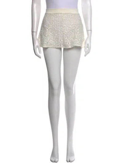 Pre-owned For Love & Lemons Floral Print Mini Skirt In White