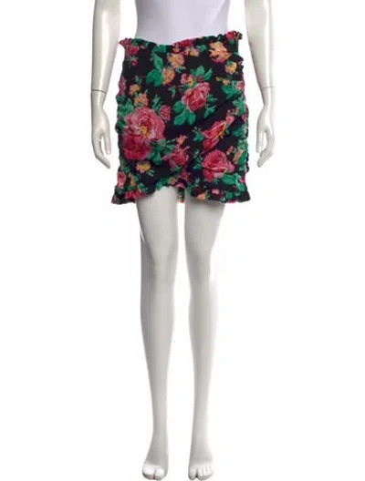 Pre-owned For Love & Lemons Floral Print Mini Skirt In White