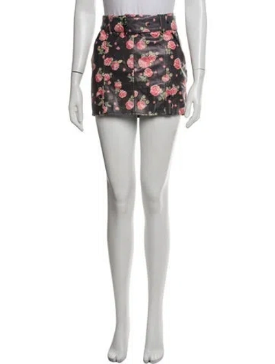 Pre-owned For Love & Lemons Floral Print Mini Skirt In White