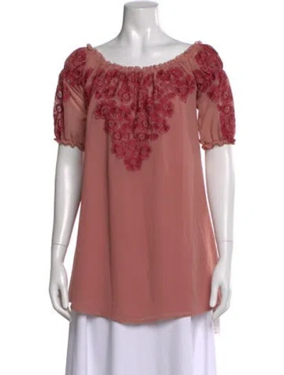 Pre-owned For Love & Lemons Floral Print Off-the-shoulder Blouse In Pink