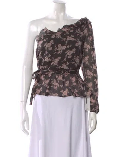 Pre-owned For Love & Lemons Floral Print One-shoulder Blouse In Multi