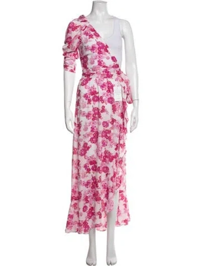 Pre-owned For Love & Lemons Floral Print Ruffle Embellishment Cover-up In Pink
