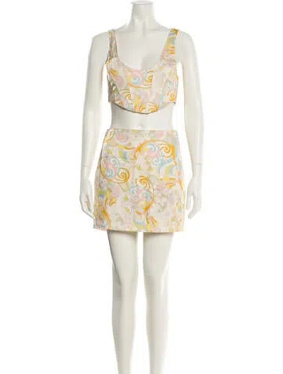Pre-owned For Love & Lemons Floral Print Skirt Set In Neutral