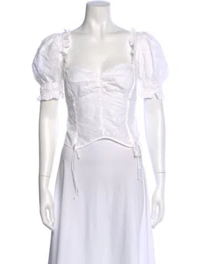 Pre-owned For Love & Lemons Floral Print Square Neckline Blouse W/ Tags In Neutral