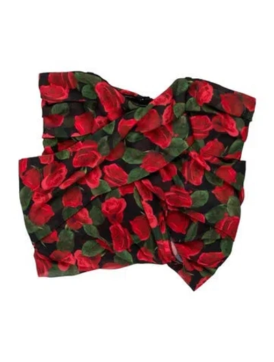 Pre-owned For Love & Lemons Floral Print V-neck Blouse W/ Tags In Red