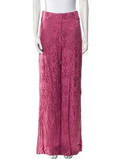 Pre-owned For Love & Lemons Floral Print Wide Leg Pants W/ Tags In Pink