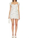 For Love & Lemons Remi Mini Dress In Floral White In White