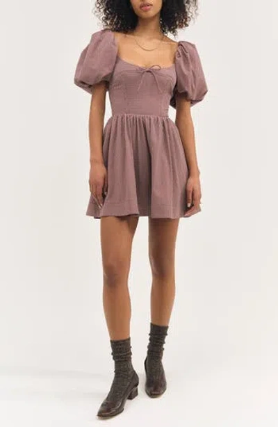 For Love & Lemons Florence Plaid Minidress In Purple
