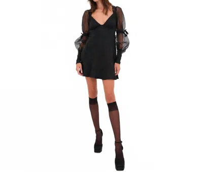 For Love & Lemons Gabrielle Puff Sleeve Mini Dress In Black