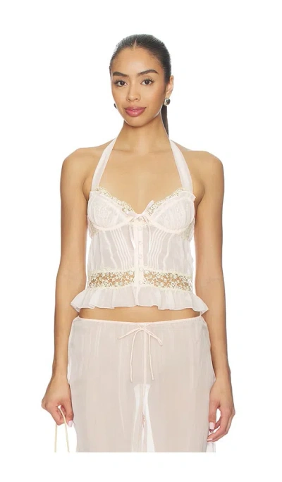 For Love & Lemons Gilded Lace Bustier In White