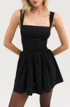 For Love & Lemons Ginny Gingham Sleeveless Minidress In Black