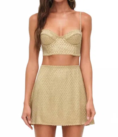 For Love & Lemons Glitter Grid Bustier Top In Gold