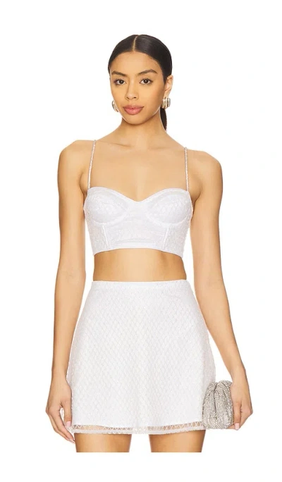 For Love & Lemons Glitter Grid Bustier Top In White