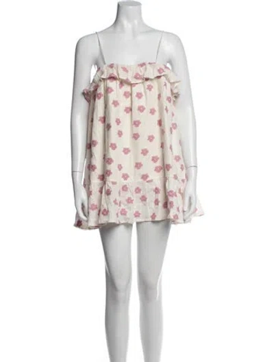 Pre-owned For Love & Lemons Goose Down Mini Dress In Neutrals