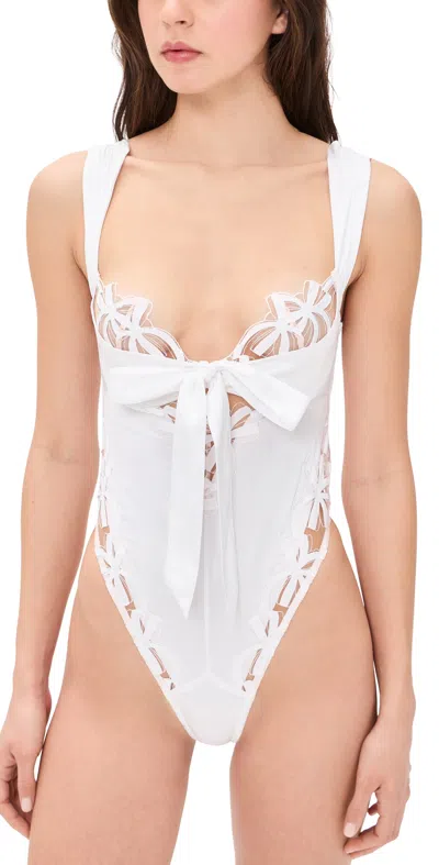 For Love & Lemons Hallie Teddy Thong Bodysuit White