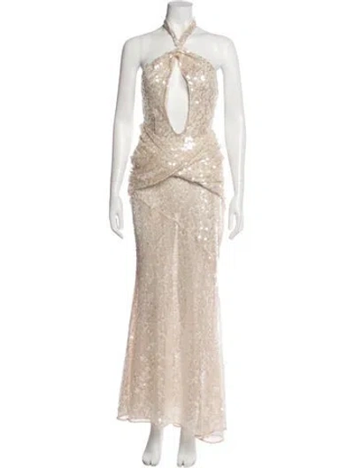 Pre-owned For Love & Lemons Halterneck Long Dress W/ Tags In Neutral