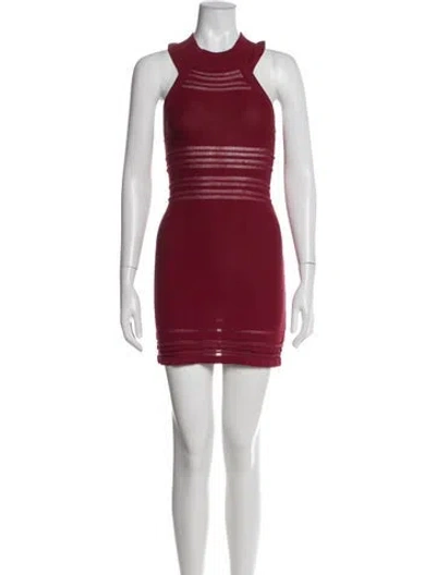 Pre-owned For Love & Lemons Halterneck Mini Dress In Burgundy