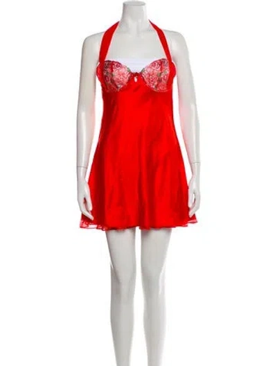 Pre-owned For Love & Lemons Halterneck Mini Dress W/ Tags In Red