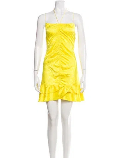 Pre-owned For Love & Lemons Halterneck Mini Dress In Yellow