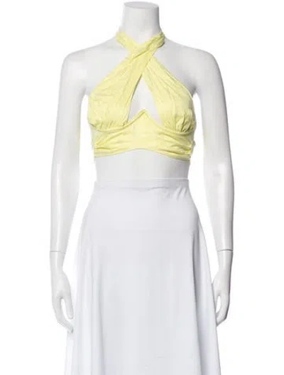 Pre-owned For Love & Lemons Halterneck Sleeveless Crop Top In White