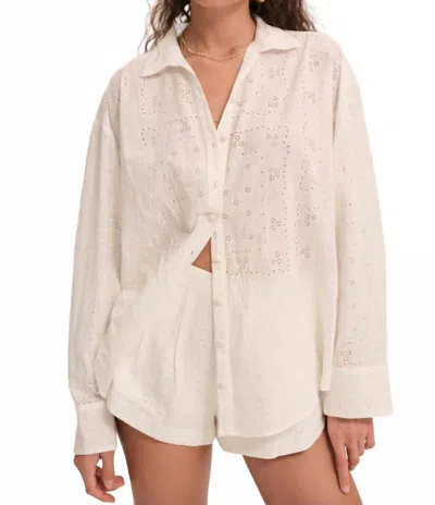 For Love & Lemons Handkerchief Button-up Shirt In White In Multi