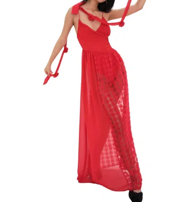 For Love & Lemons Hannah Maxi Dress In Red