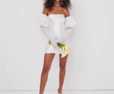 For Love & Lemons Hazel Mini Dress With Detachable Sleeves And Gloves In White