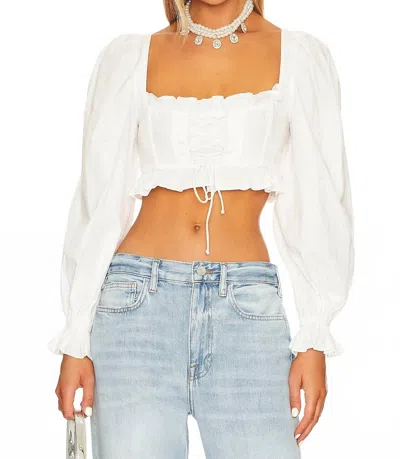 For Love & Lemons Heather Crop Top In White