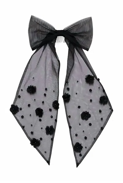 For Love & Lemons Hope Beaded Hair Bow In Black