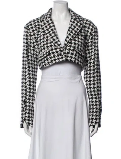 Pre-owned For Love & Lemons Houndstooth Print Jacket In Black/white
